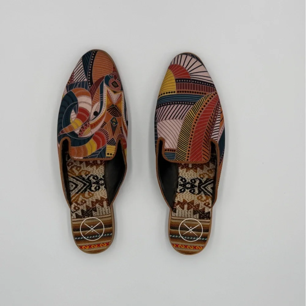Inkkas Cyprus Bohemian Abstract Art Boho Free Spirit Closed Toe Hippie Slides 7
